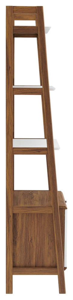 Bookcase Book Shelf Rack, Wood, Brown Walnut White, Modern, Lounge Hospitality
