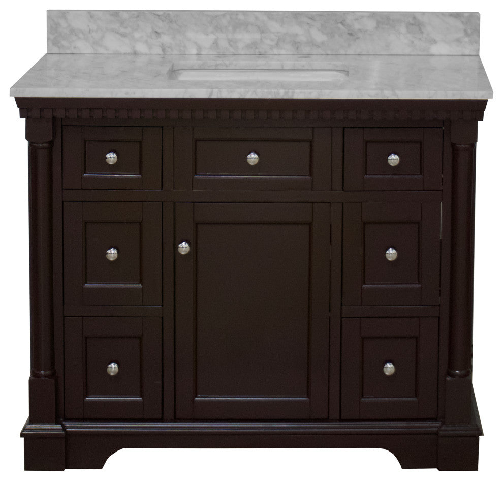 Sydney 42" Bathroom Vanity, Chocolate, Carrara Marble