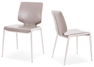Modrest Eileen Modern Eco-Leather Dining Chair, Set of 2, Dark Gray