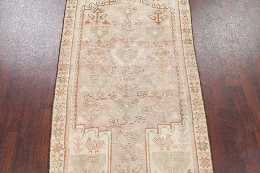 Consigned, Vintage Distressed Hand Made Traditional Persian Area Rug, Pink, 4x7