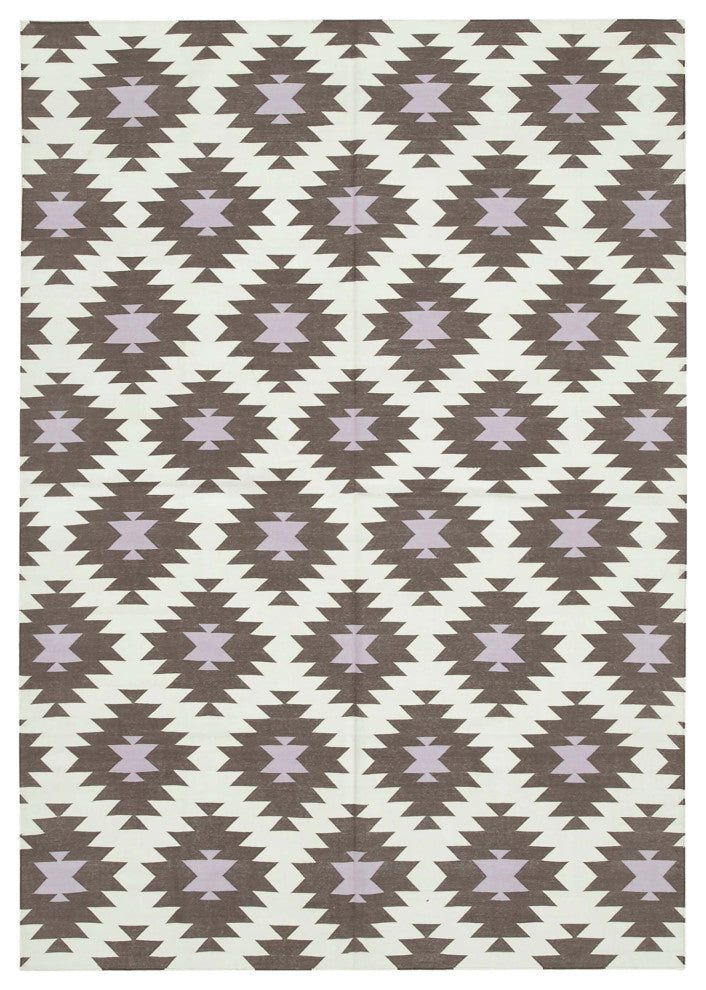 Rug N Carpet - Handmade Wool 6' 0'' x 8' 8'' Geometric Dhurrie Kilim Rug