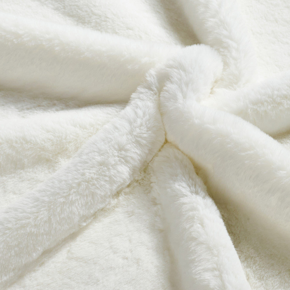 Heavy Faux Fur Throw, Bright White, 50"x60"