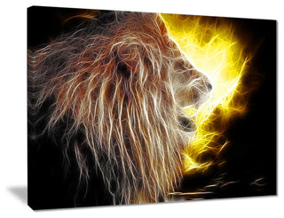 "Lion With Fire" Animal Digital Canvas Print, 40"x30"