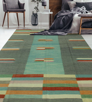 Winchester Kilim Edison Light Blue/Gray Rug, 6'8x9'9