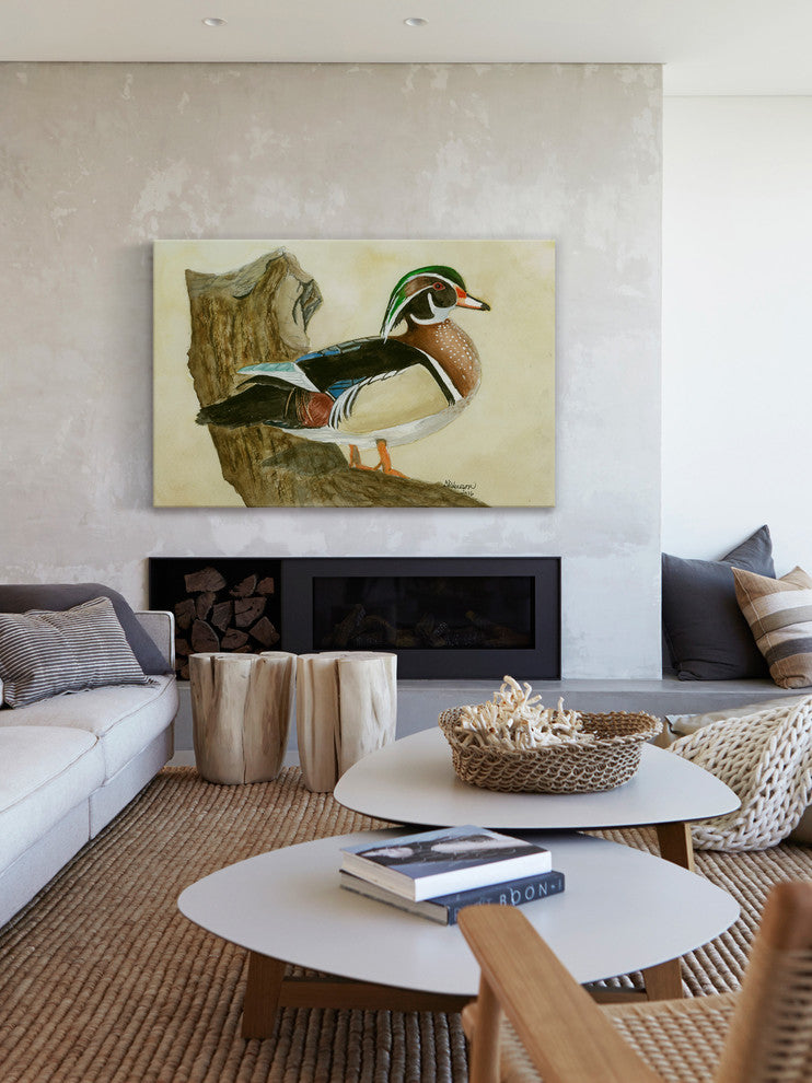 "Woodduck" Painting Print on Wrapped Canvas, 30"x20"