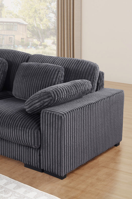 Nadine 155.5"W Dark Gray Corduroy Modular Corner Sectional Left-Facing Chaise