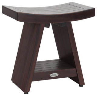 18" Asia Mocha-Shield Teak Shower Bench With Shelf