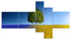 Tree in Night and Day, Landscape Canvas Art Print, 60"x32", 5 panels