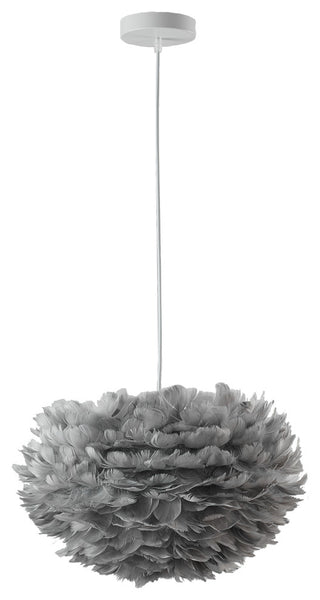 White Iron Ceiling Fixture With Grey Goose Feather