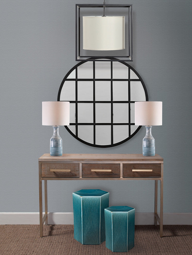 Bungalow Table Lamp With Shade, Blue and White Swirl UNO Socket