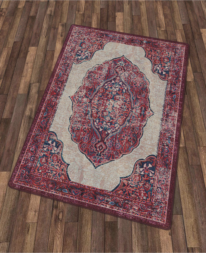Jules + Cole Camilla Premium Area Rug | Traditional/Persian/Boho, Red, Indoor, Fall Harvest, 8'x11' Rectangle