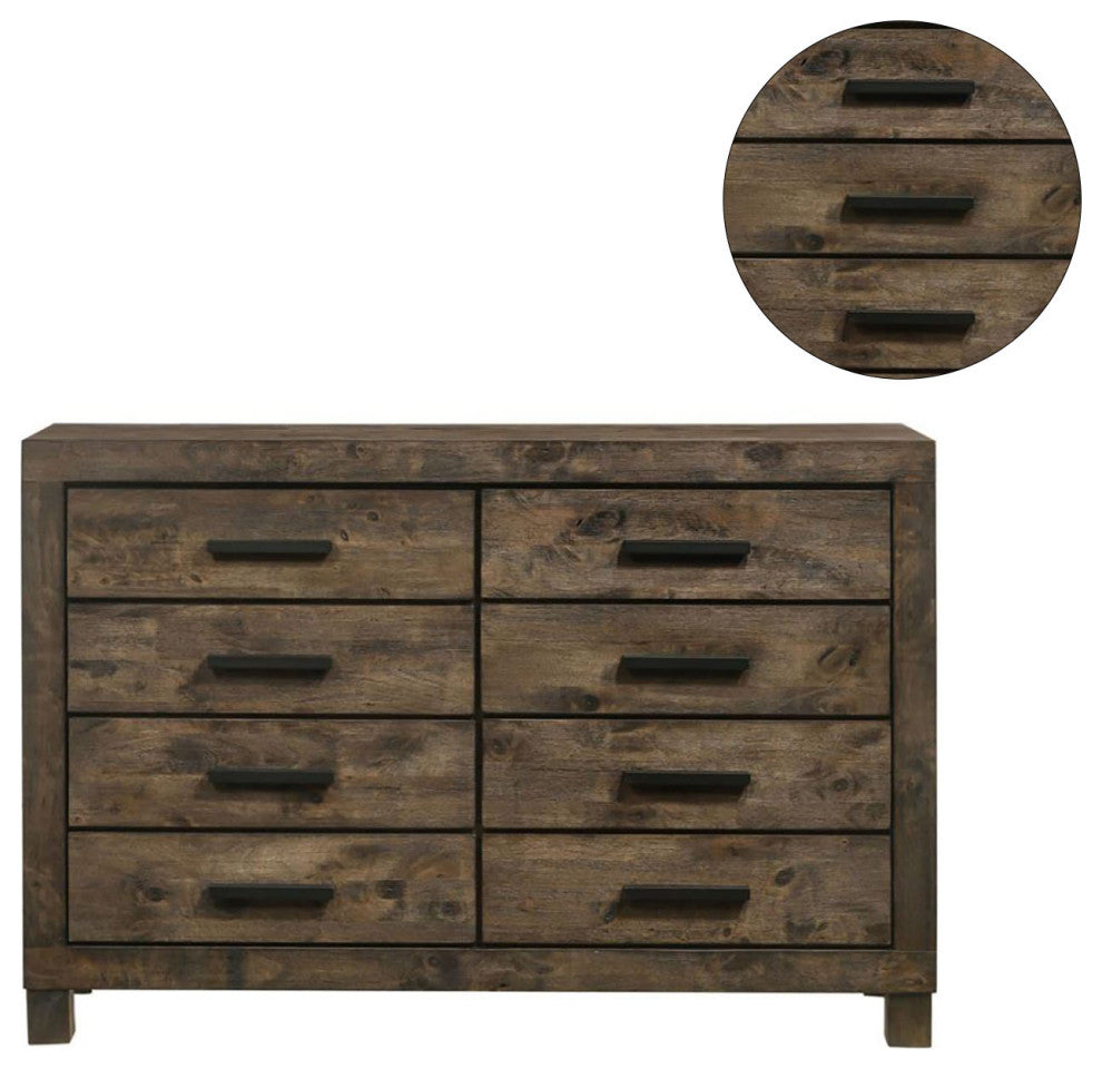 8 Drawers Wooden Dresser, Golden Brown