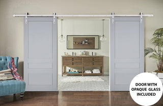 Double Barn Door 84 x 80, Veregio 7411 Grey, Silver 14FT