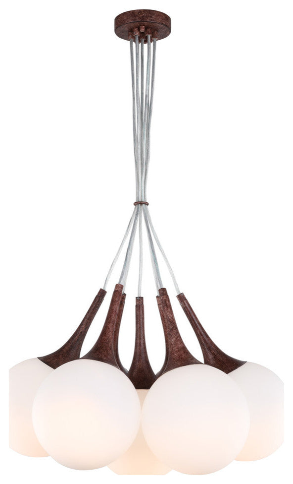 Woodbridge Lighting Alicia Tight Pendant Cluster, Walnut, 7l - 32"d, Opal & Led