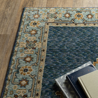 Adeline Traditional Double Medallion Blue/ Gold Area Rug Runner 2'3" x 8'