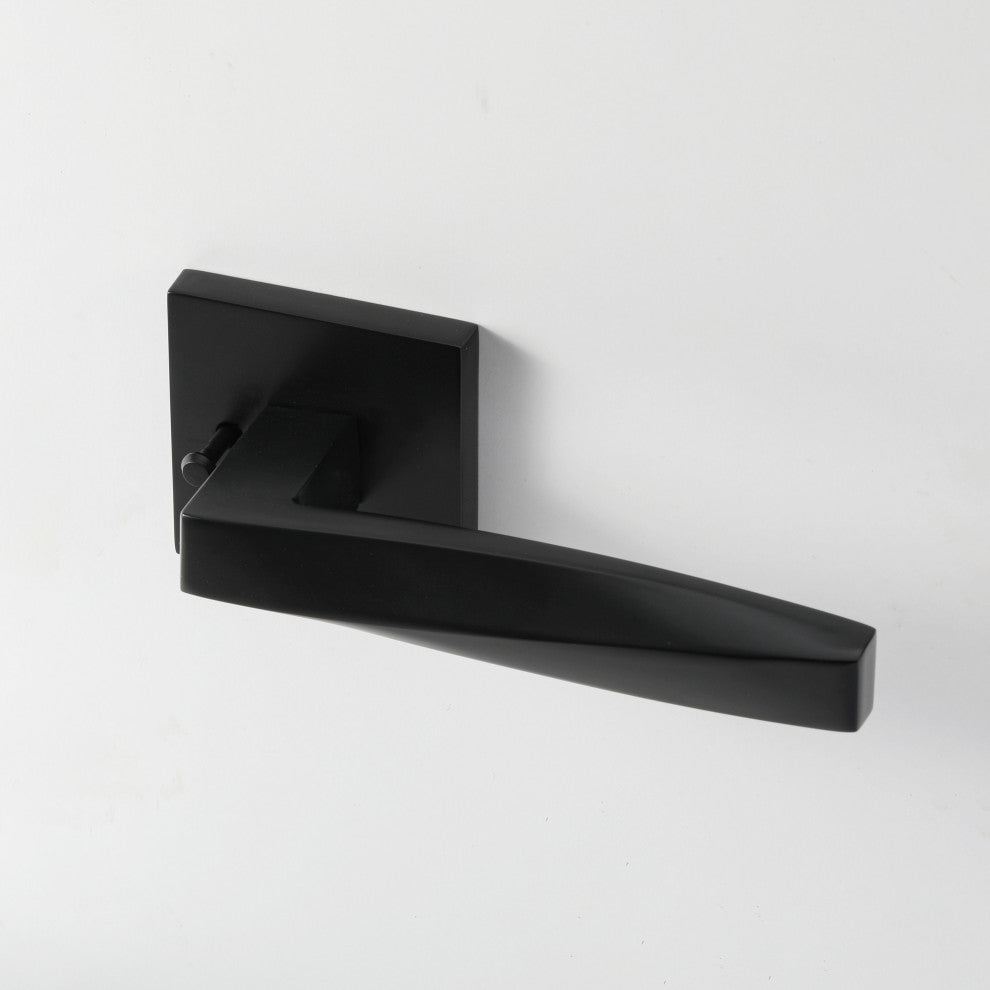Modern Heavy Duty Designer Interior Door Lever - Convex Collection, Matte Black, Passage Right Hand