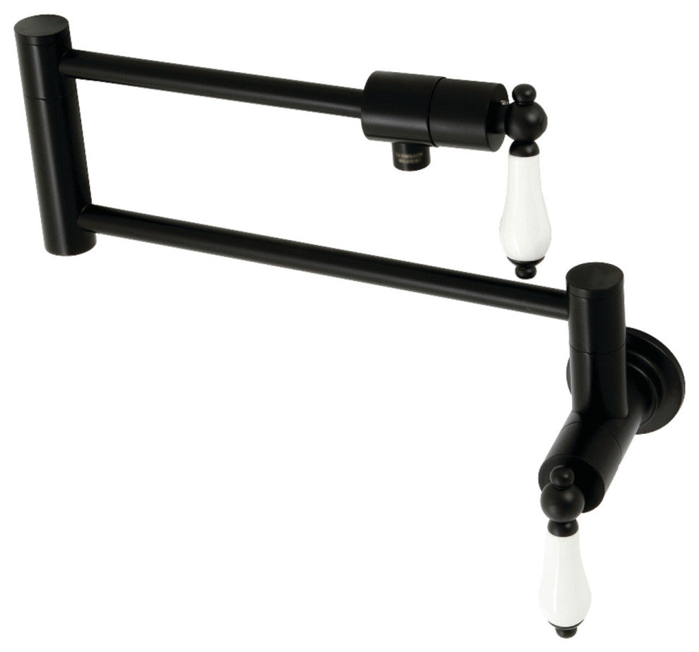 Kingston Brass KS4100PL Metropolitan Wall Mount Pot Filler, Matte Black