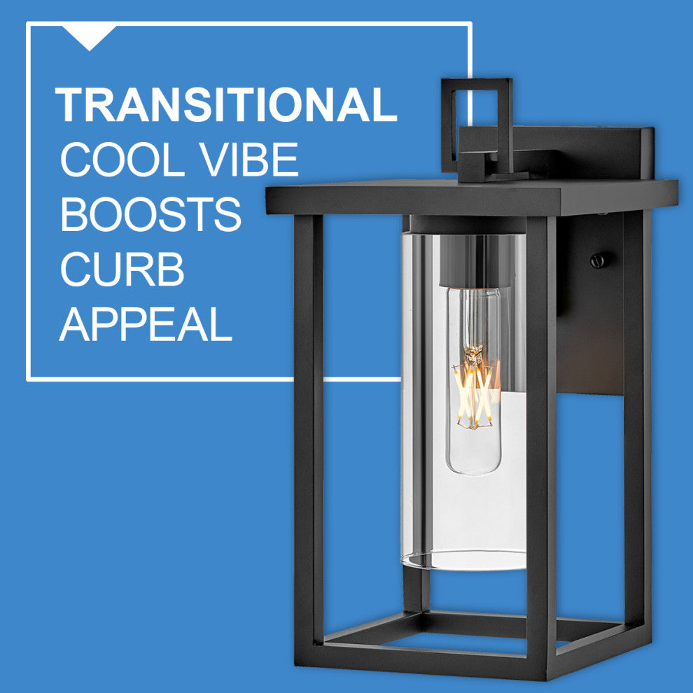 Lark Mateo 13" Small Outdoor Wall Mount Lantern, Black