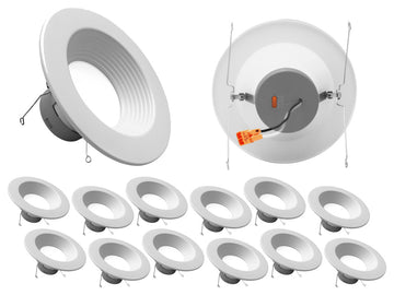 DLR56609120SWHBF-12P 5/6", White Recessed LED Downlight With Baffle, 12 Pack