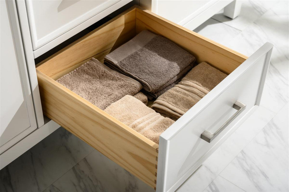 60" Double Sink Vanity Cabinet, Carrara White Top, White