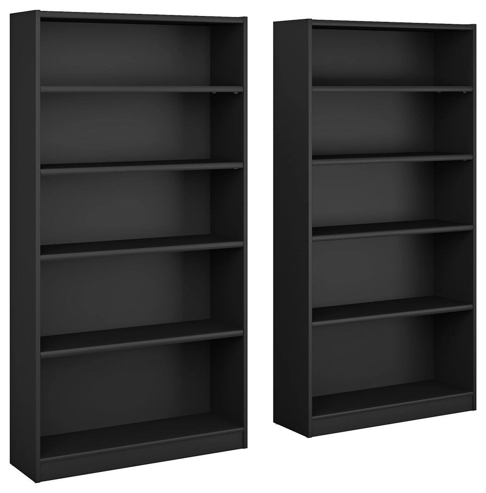 2 Pack Bookcase, Fixed & Adjustable Shelves for Flexible Storage, Classic Black