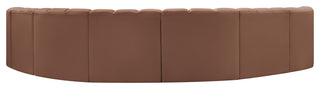 Arc Vegan Leather Upholstered 8-Pc. Inward Curved Modular Sectional, Cognac
