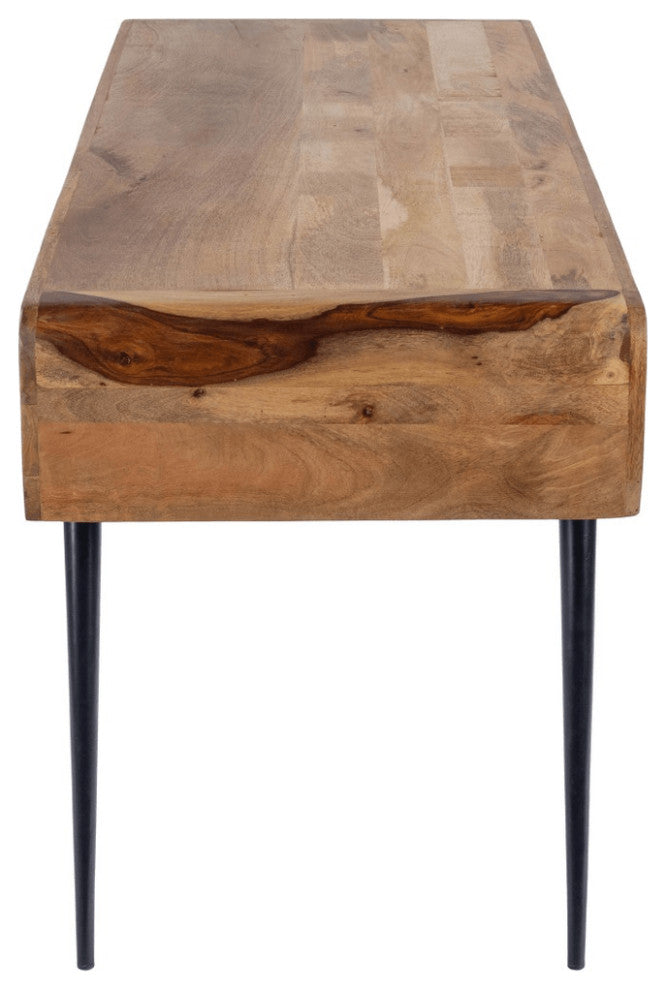 54" Brown And Black Mango Wood Writing Desk
