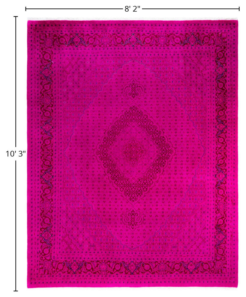 Overdyed One-of-a-Kind Hand-Knotted Area Rug Purple, 8' 2" x 10' 3"