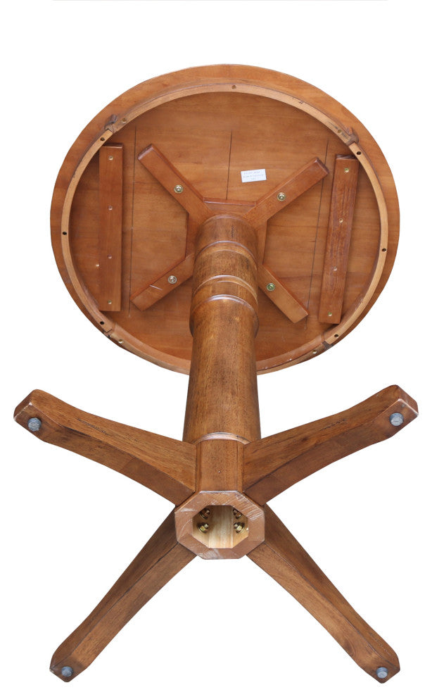 30" Round Top Pedestal Table, Distressed Oak