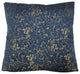 17" Navy Blue With Gold Foil Crackle Design Square Velvet Throw Pillow