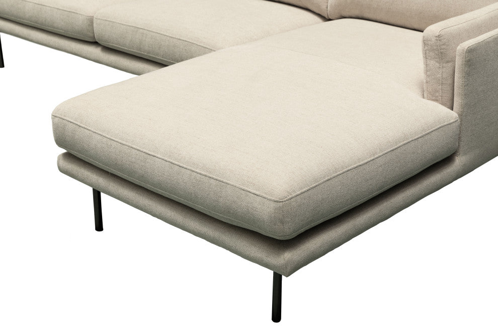 Aurora 2-Piece Stain-Resistant Fabric Sectional, Beige