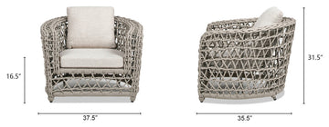 Everly 3-Piece Olefin Rope Woven Barrel Deep Seating Patio Conversation Set, Oat Beige Axroma Olefin