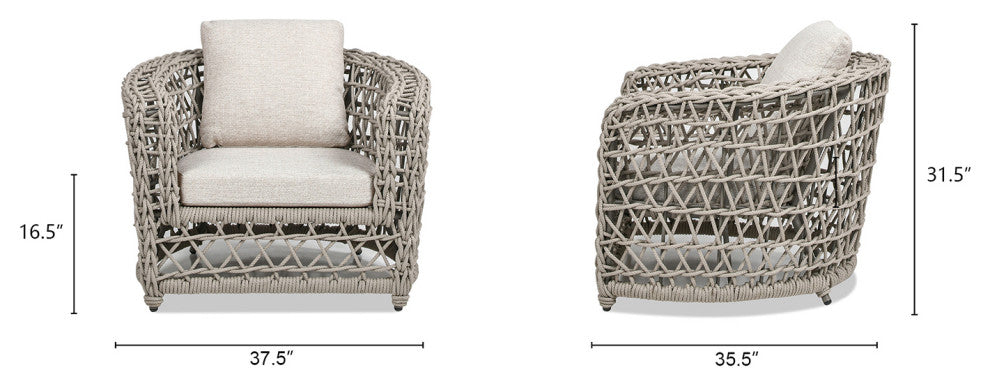 Everly 3-Piece Olefin Rope Woven Barrel Deep Seating Patio Conversation Set, Oat Beige Axroma Olefin