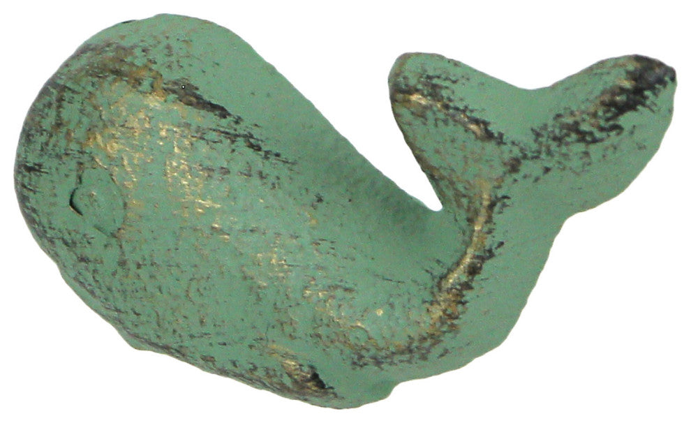 Set of 6 Verdigris Green Cast Iron Whale Drawer Pulls Bathroom Cabinet Knobs