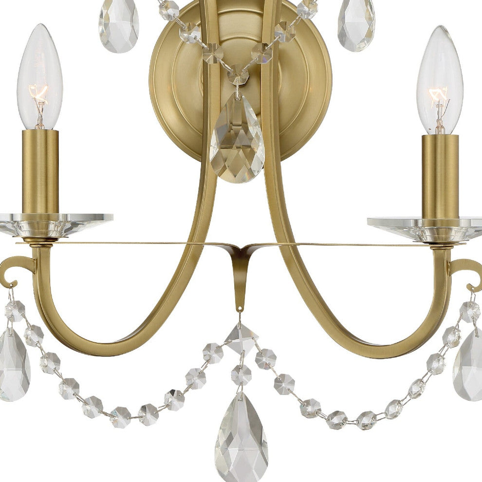 Crystorama 6822-VG-CL-MWP, 2-Light Wall Mount, Vibrant Gold