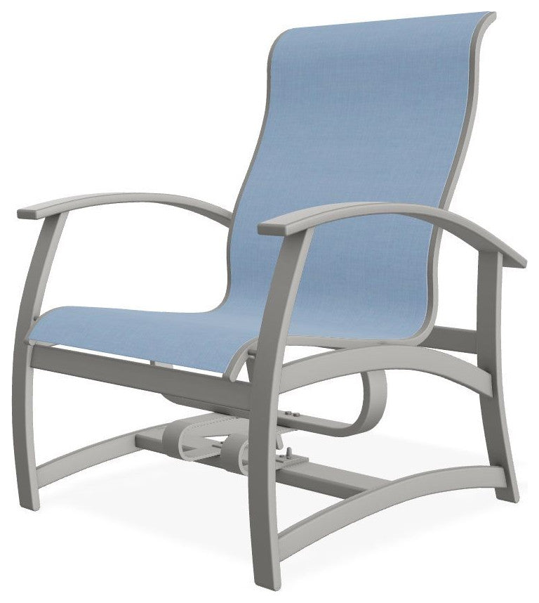 Belle Isle Sling Outdoor Hidden Motion Lounge Chair, Sky/Snow