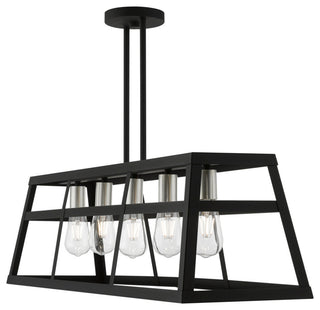 Schofield 5 Light Black With Brushed Nickel Accents Linear Chandelier