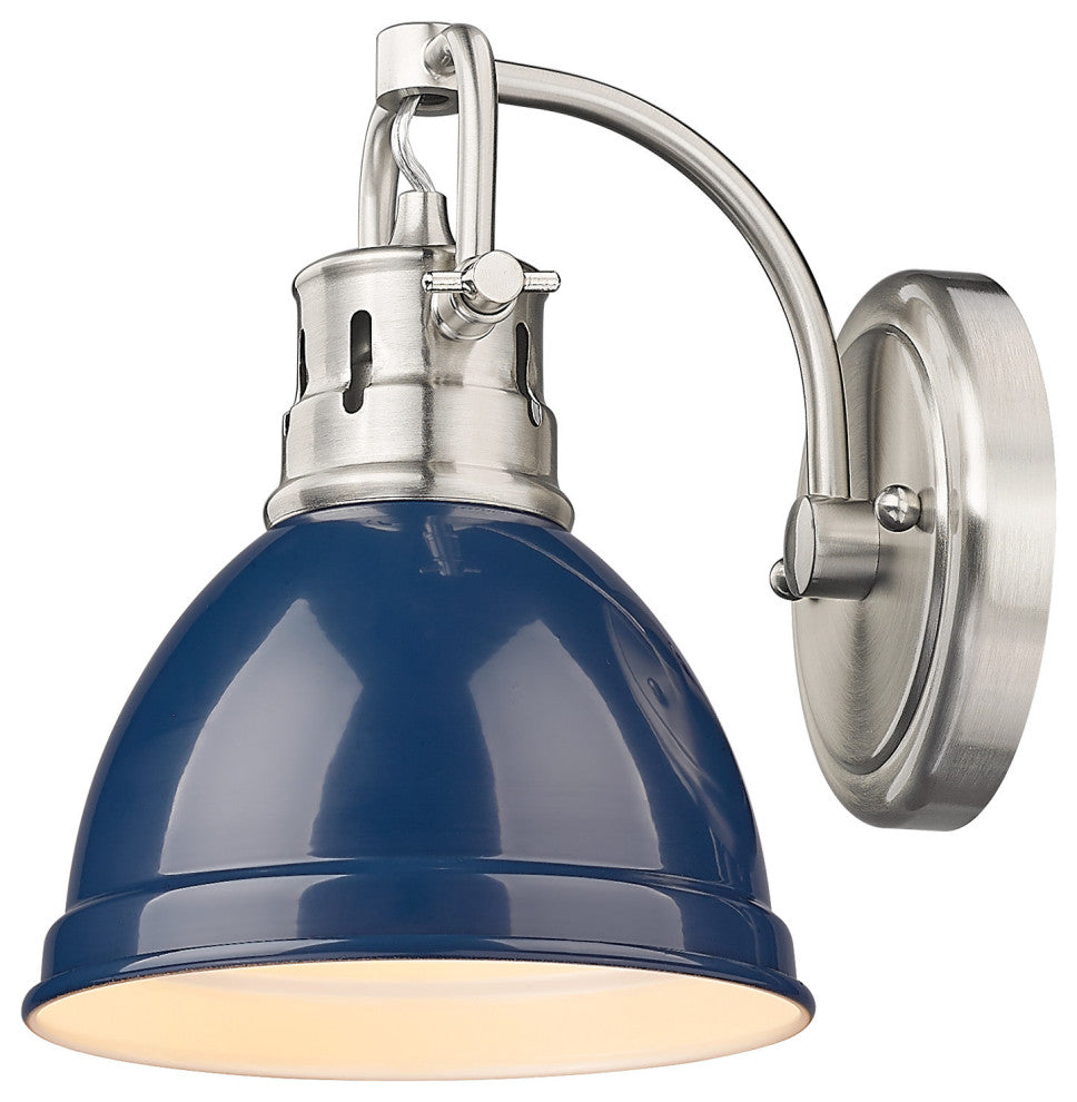 Golden Lighting 3602-BA1 Duncan 9" Tall Bathroom Sconce - Pewter / Navy Blue