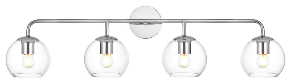 4 Light Chrome And Clear Bath Sconce