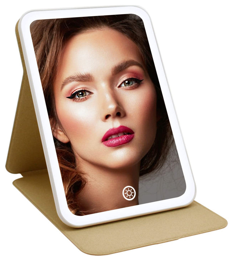 Touch Tablet Mini Tri Tone Led Makeup Mirror, Champagne Gold