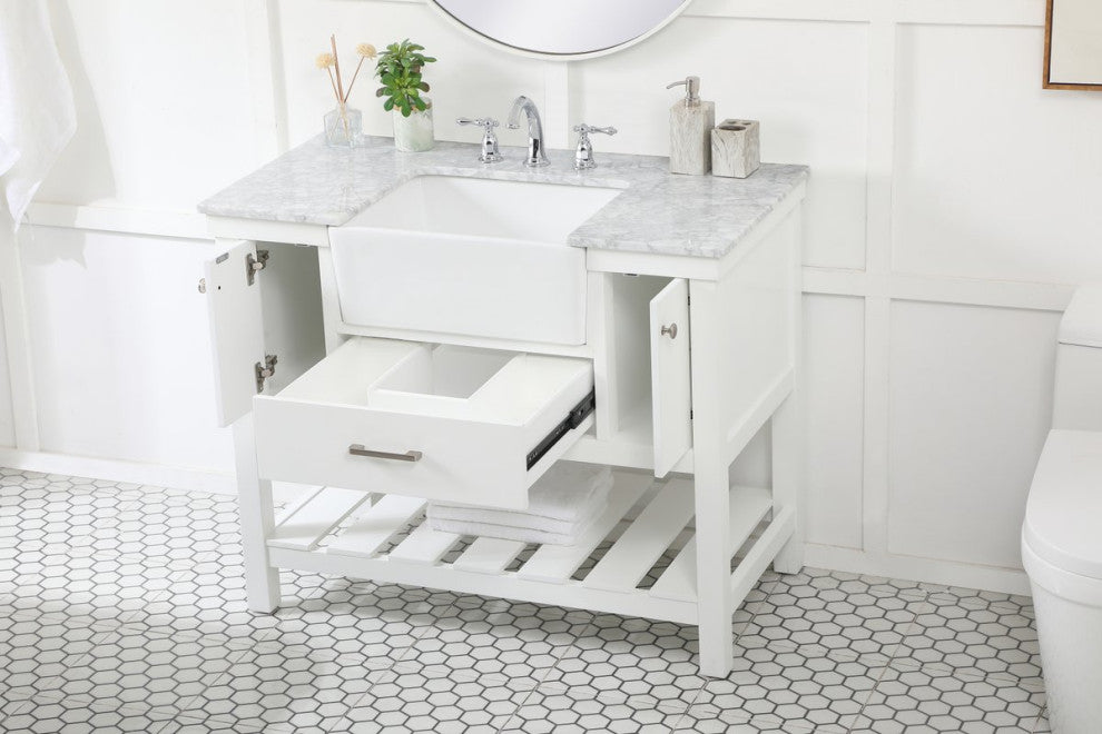 Home Living 22" Farmhouse White-Light Bathroom Vanity