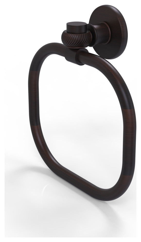 Continental Towel Ring With Twist Accents, Venetian Bronze