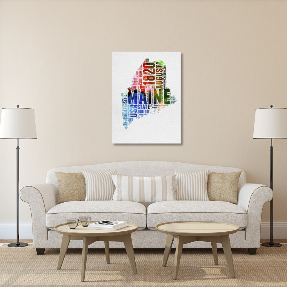 "Maine Watercolor Word Cloud" Fine Art Print