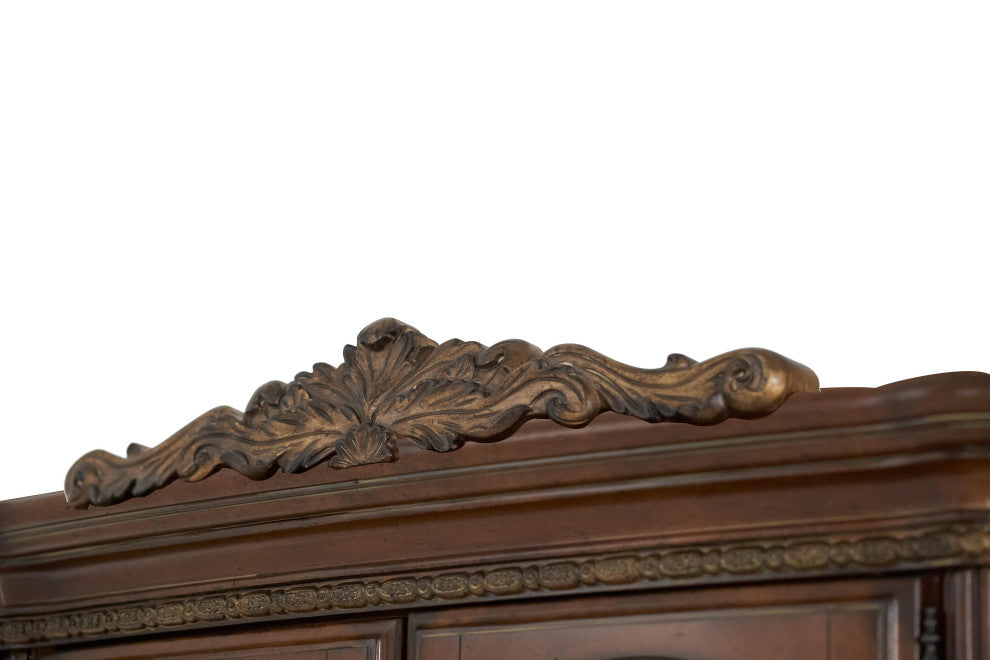 Villa Valencia Wood China Cabinet with Lighting, Classic Chestnut