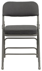 2 Pack HERCULES Premium Triple Braced & Double Hinged Upholstered Folding Chair, Gray Fabric/Gray Frame