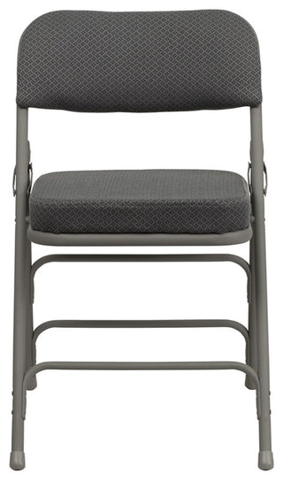 2 Pack HERCULES Premium Triple Braced & Double Hinged Upholstered Folding Chair, Gray Fabric/Gray Frame