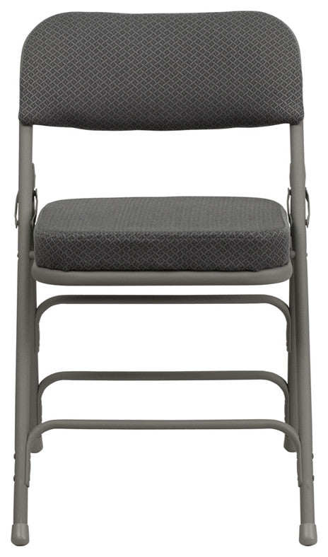 2 Pack HERCULES Premium Triple Braced & Double Hinged Upholstered Folding Chair, Gray Fabric/Gray Frame