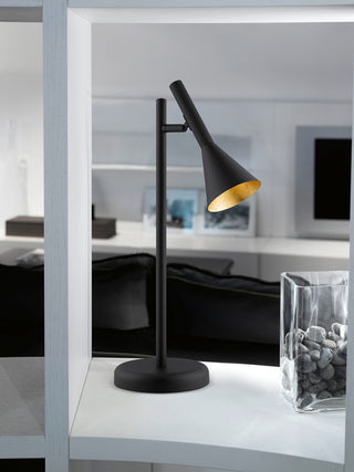 Cortaderas 1-Light Table Lamp, Black, Black Exterior Gold Interior Shade