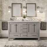 Eviva Aberdeen Gray Transitional Double Sink Vanity With White Carrara Top, 72"
