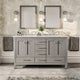 Eviva Aberdeen Gray Transitional Double Sink Vanity With White Carrara Top, 72"